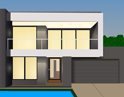 Modern house exterior illustration