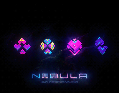 Nebula Inspired Geometric Playcards Icons