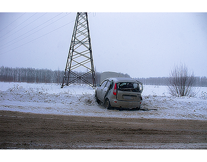 Car accident on the road in Novocheboksarsk, Russia