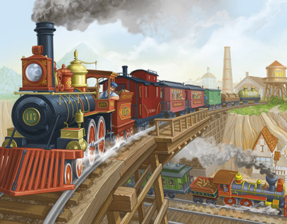 Art for board game "Isle of Trains"