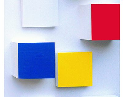 Cubes en relief style Mondrian