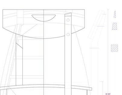 Overlayed Orthographic Chair Drawing.