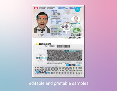 Canada Permanent resident card template