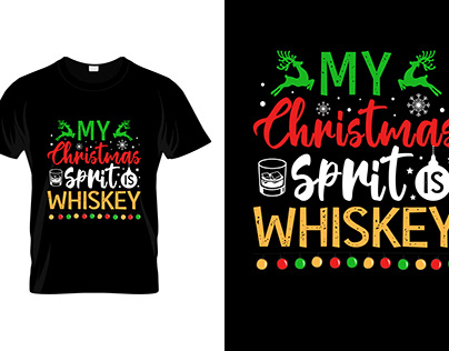 My Christmas Sprit Whiskey Black T-shirt Design