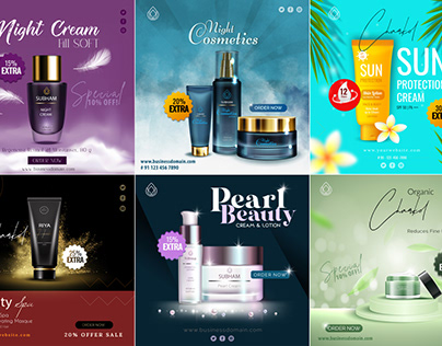 Cosmetic Beauty Products Banner Design