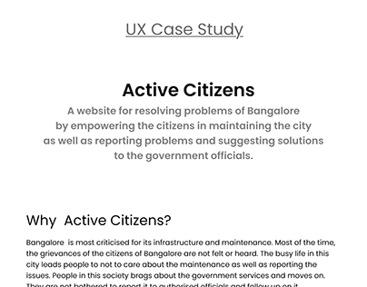 UX Case Study- Active Citizens: A website for citizens