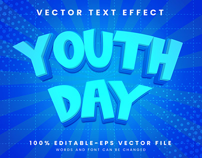 Youth Day 3d editable text style Template
