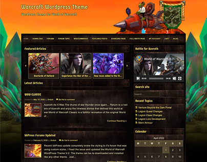 "Classic" World of Warcraft WordPress Theme