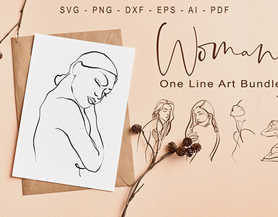 One line art woman, Single Line art svg