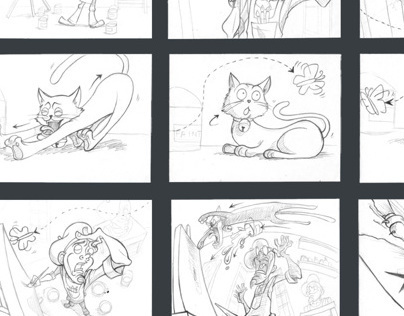 The Artist and his cat: 60 second animation storyboard