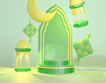 3D Podium Ramadhan Moslem Muslim Eid Mubarrak