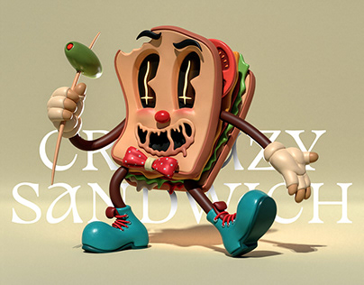 Crazy Sandwich - 3D Character inspired from Cuphead