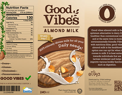 Good vibes almond milk Box Packaging