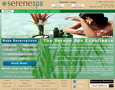 SereneSpa Website Wireframes and Design Comps