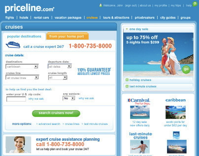 Priceline Cruise Website
