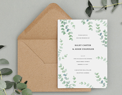 Eucalyptus Digital Download Wedding Invitation
