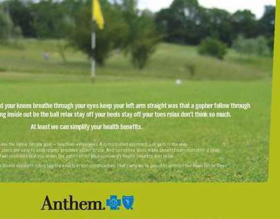 Golf program ad for Anthem Blue Cross and Blue Shield