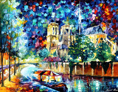 PARIS NOTRE DAME CATHEDRAL — oil painting on canvas