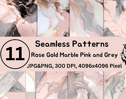 Seamless paterns RoseGold Marble Pink and Grey