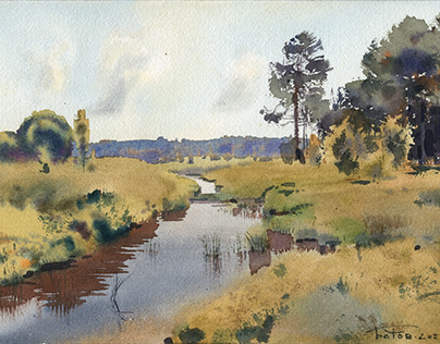20211025 Watercolor autumn landscape