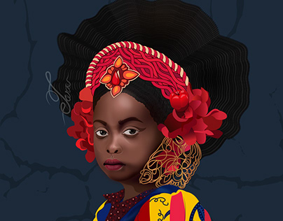 Portrait Illustration of Black Princess