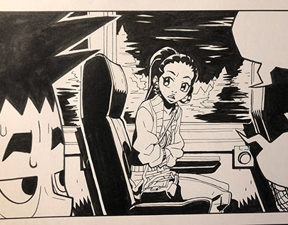 Comic book page inking.