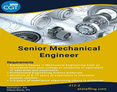Senior Mechanical Engineer Job Poster Graphic Designer
