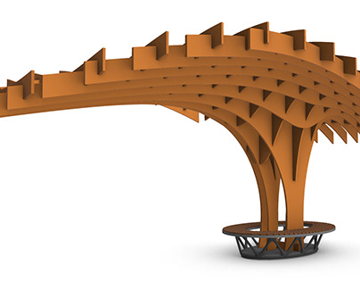 Cantilever Pergola Waffle Structure 3D model
