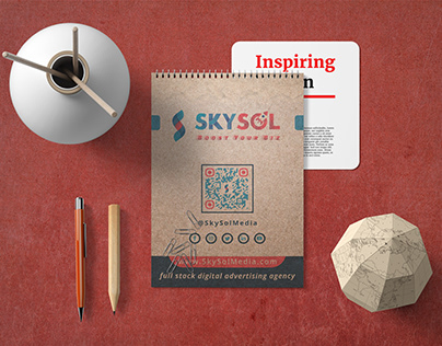 Skysolmedia branding : Logo | Visiting Card | Note Pad