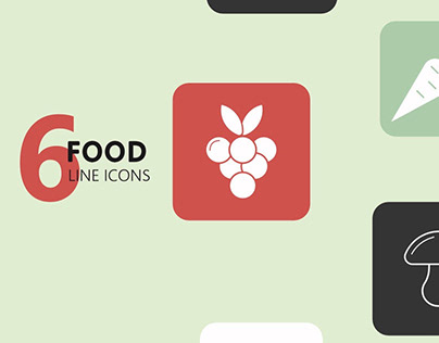 6 Food line icons set