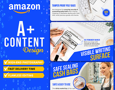 AMAZON A+ DESIGN Enhanced Brand Content EBC Cash Bags