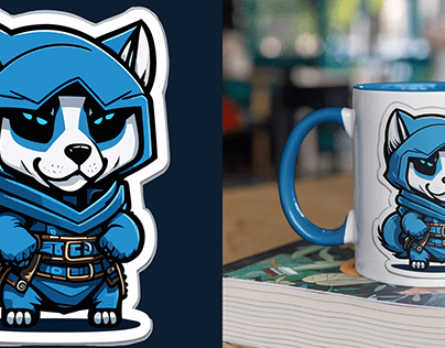 Ninja Husky Vector Art on a Mug