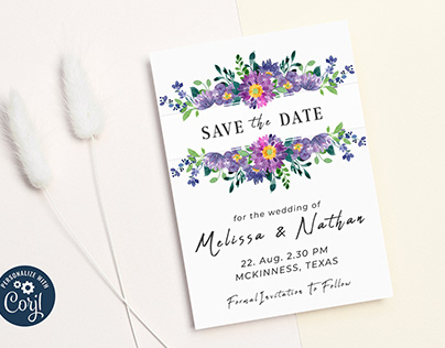 Watercolor Floral Save the Date Digital Invite