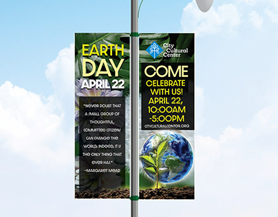 Earth Day Street Light Signage