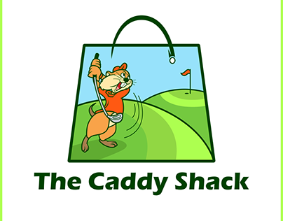 The Caddy Shack (gopher playing golf mascot logo)