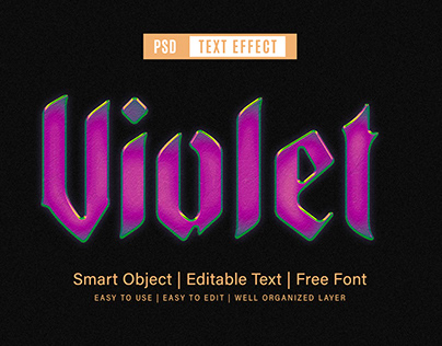 Violet elegant fully editable smart object text effect