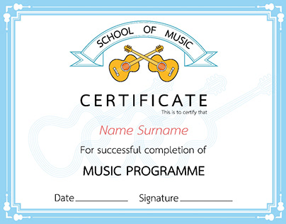 Music school Certificate template