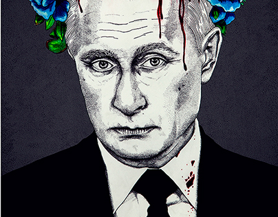 Putin in Ukrainian wreath