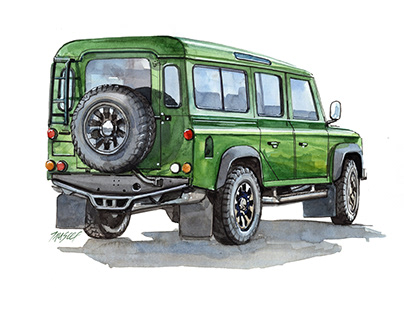 Land Rover Defender Watercolor Art