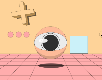 An eye in memphis styled room