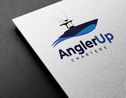 Angler up charter logo design
