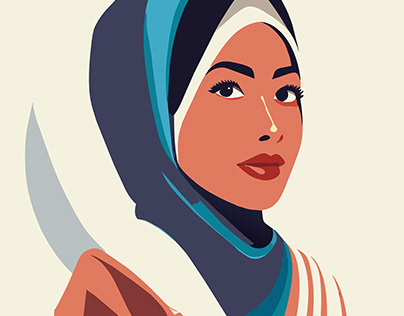 Cute female muslim character illustration