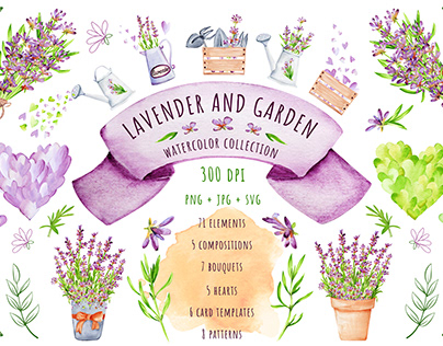 Watercolor Collection "Lavender and Garden"