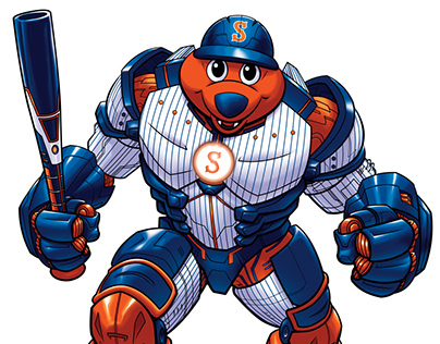 Syracuse Mets x Marvel "Mecha-Scooch" art