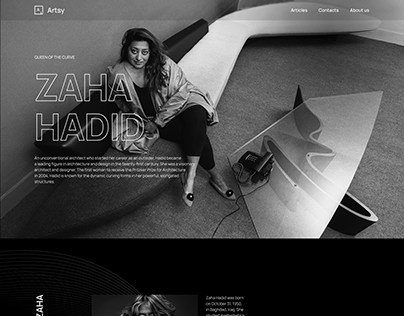 Landing page. Zaha Hadid bio