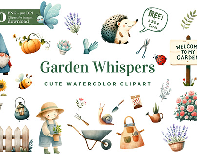 Charming Watercolor Garden Clipart Collection