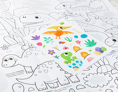 Large coloring sheet with stickers