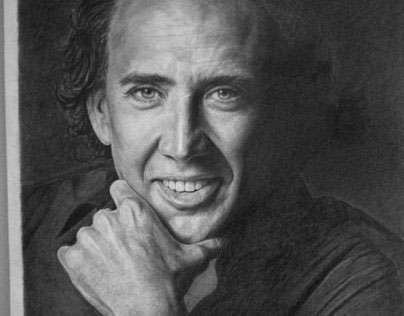 coloring black & white pic of Nicolas Cage