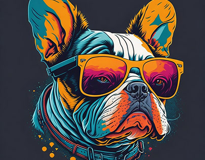 Bulldog Illustration Watercolor Summer
