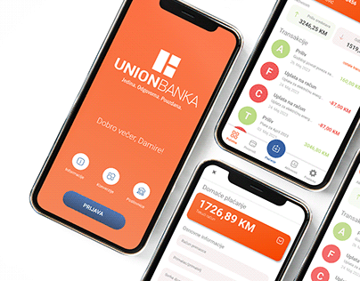 eBank application UI design - UnionBanka redesigned app